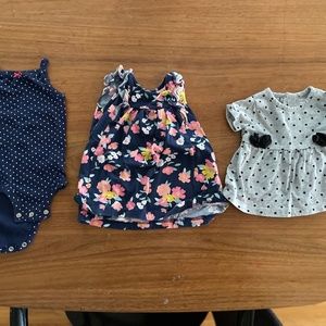 Carters 6 Month Baby Girls Flowers and Dots